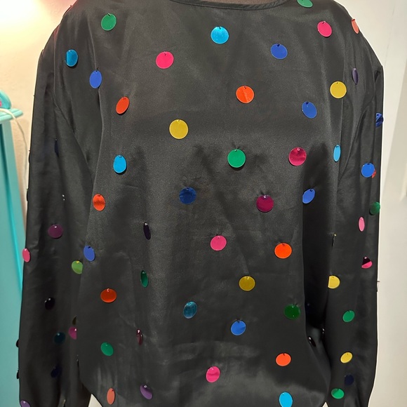 80s oversized silky-like top - Picture 2 of 4